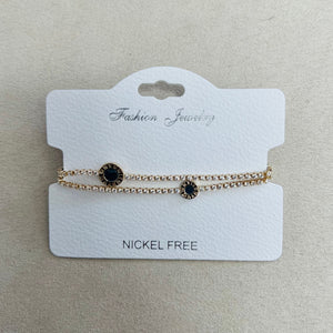 C.Z Rhodium Plated Crystal adjustable Bracelet