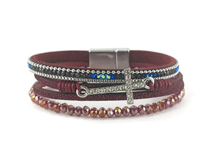 "Cross" Leather Magnetic bracelet