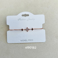 C.Z Rhodium Plated Crystal adjustable Bracelet