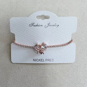 C.Z Rhodium Plated Crystal adjustable Bracelet