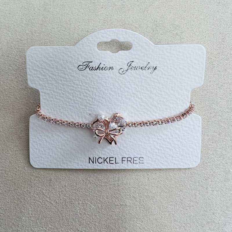 C.Z Rhodium Plated Crystal adjustable Bracelet