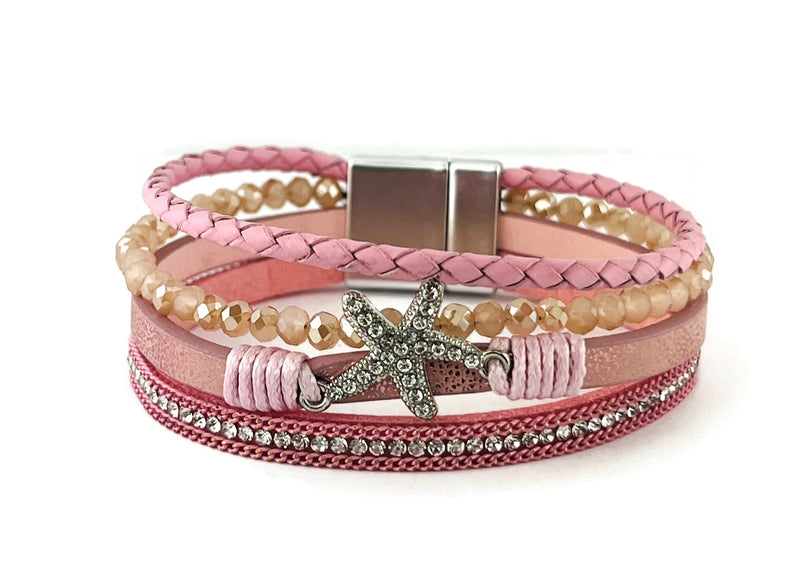 "Starfish" Leather magnetic bracelet