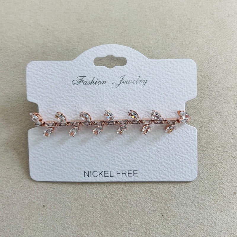 C.Z Rhodium Plated Crystal adjustable Bracelet