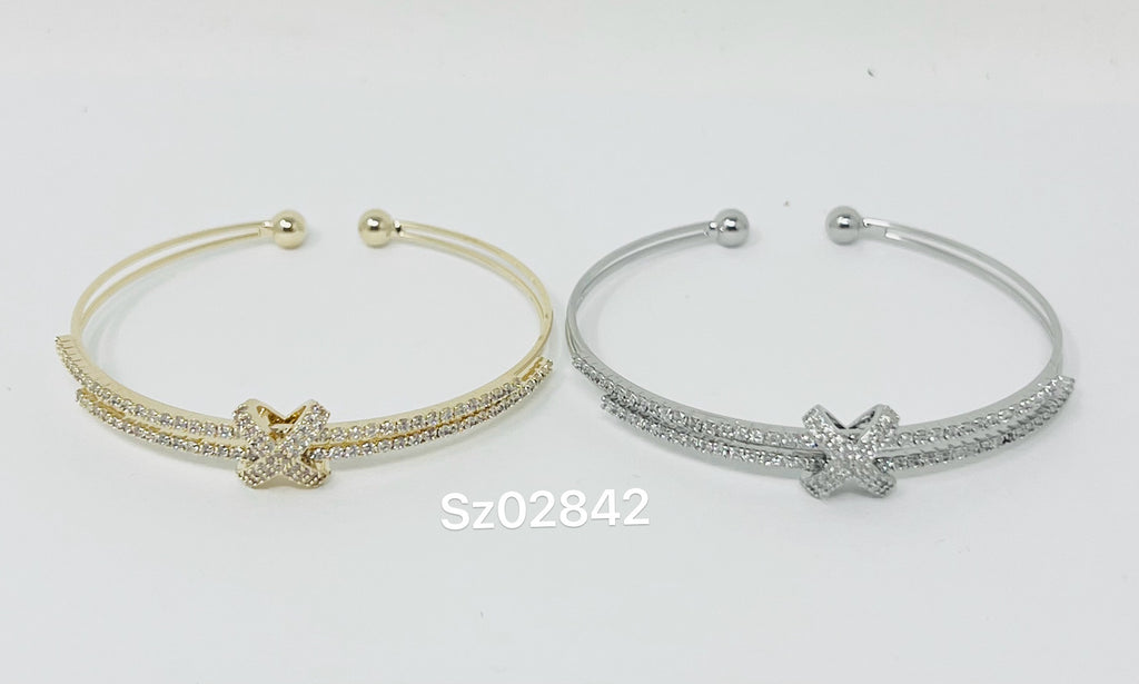 C.Z Rhodium Plated Cuff bracelet