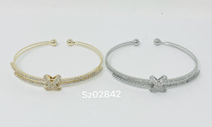 C.Z Rhodium Plated Cuff bracelet
