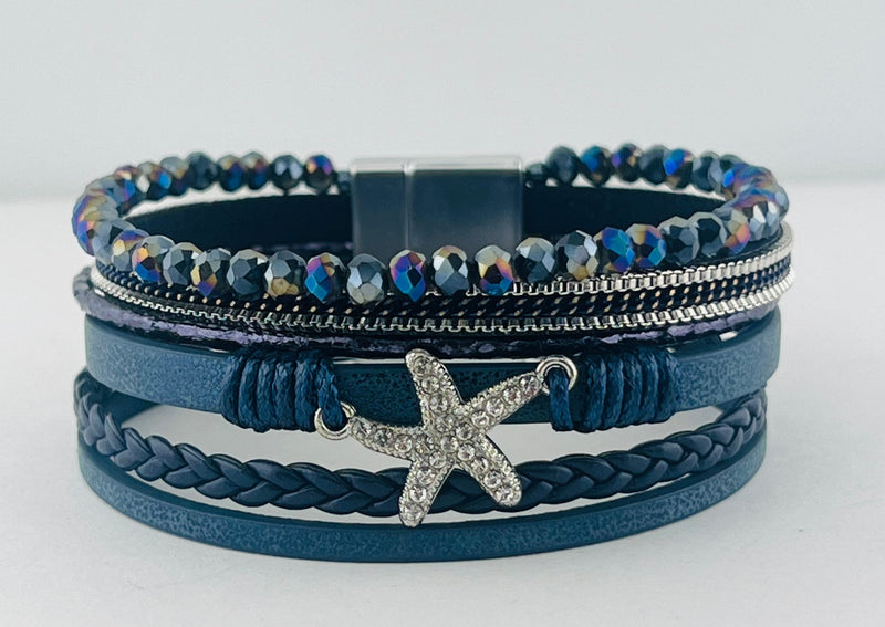 “Starfish” leather magnetic bracelet