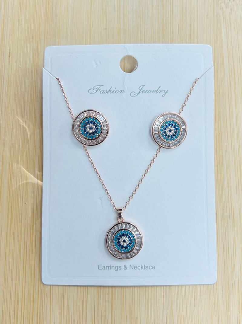 C.Z Rhodium Plated Crystal Earring and necklace sets