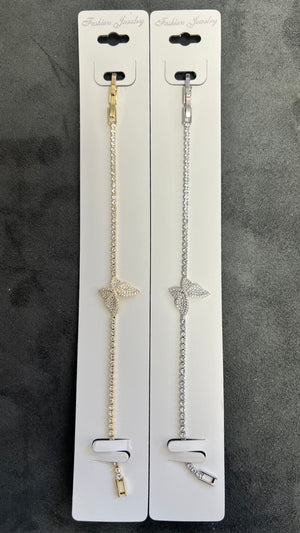 Sparkle Butterfly C.Z Crystal Tennis Bracelets-Adjustable Chain