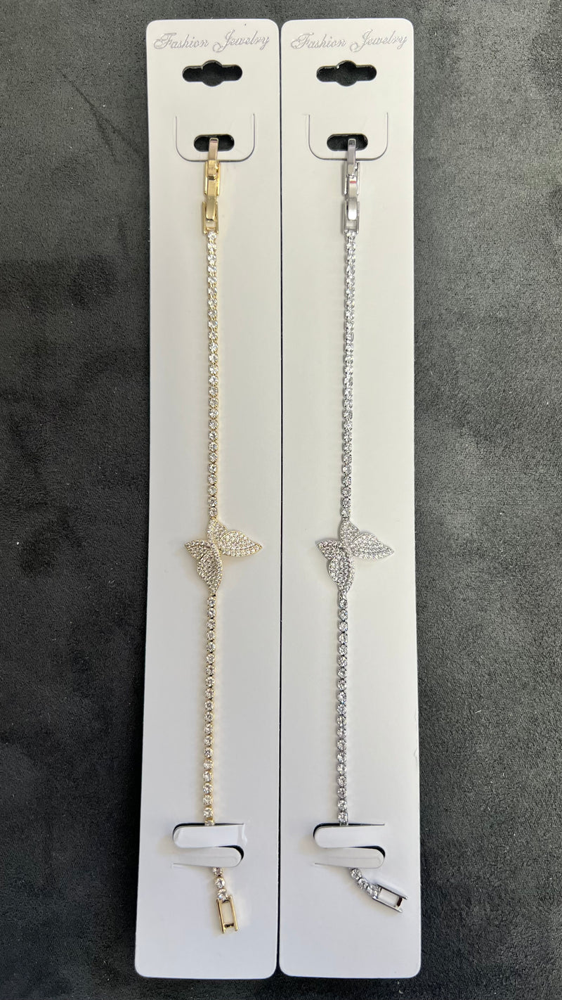 Sparkle Butterfly C.Z Crystal Tennis Bracelets-Adjustable Chain