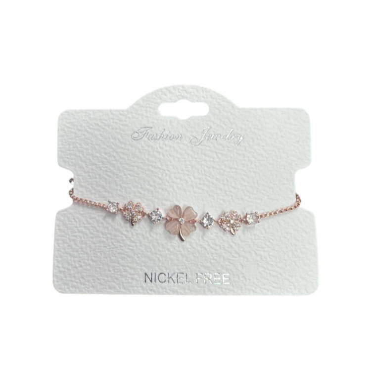 "Flower" C.Z Crystal Adjustable Chain Bracelet