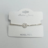 C.Z Rhodium Plated Crystal adjustable Bracelet