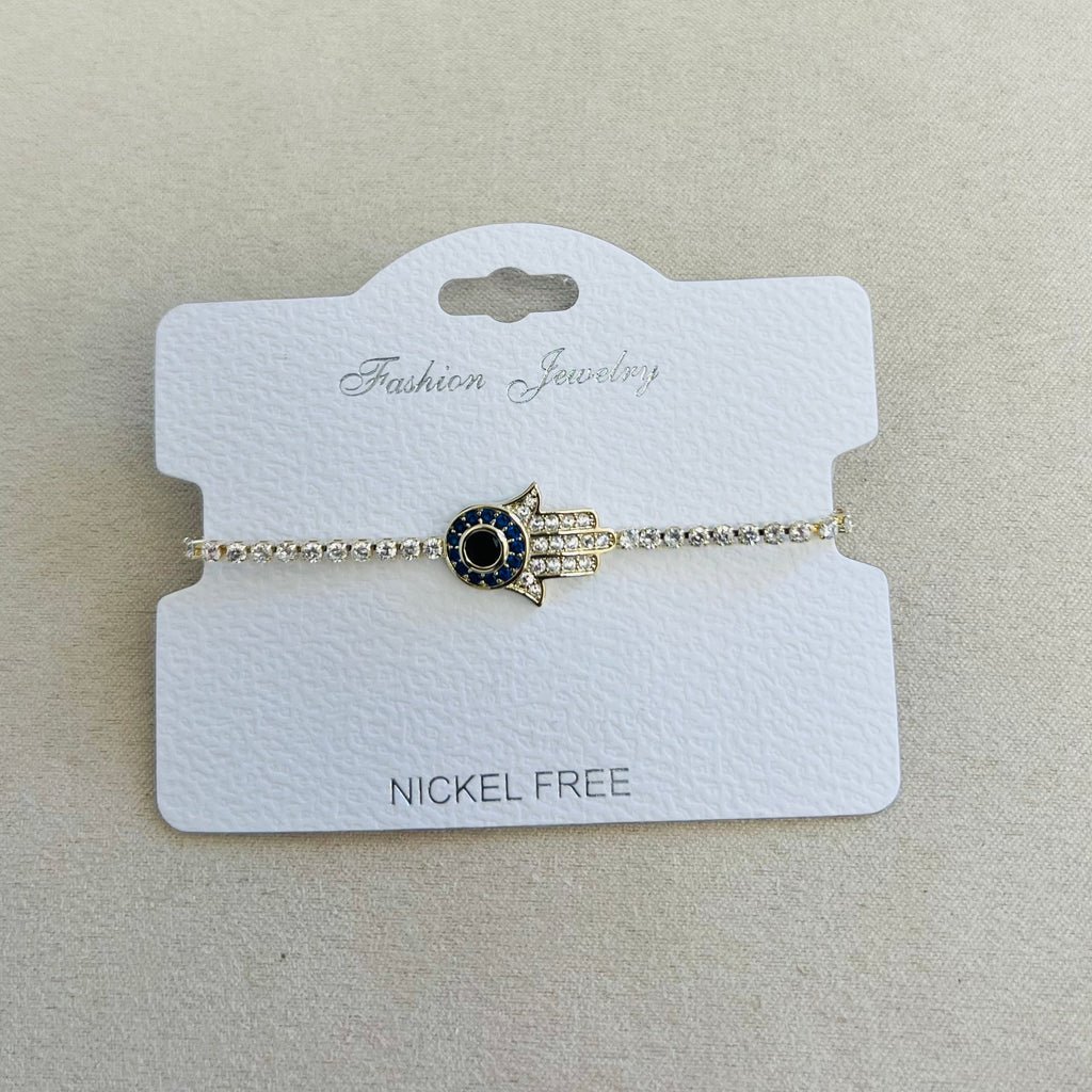 C.Z Rhodium Plated Crystal adjustable Bracelet