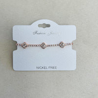 C.Z Rhodium Plated Crystal adjustable Bracelet