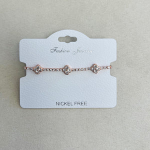 C.Z Rhodium Plated Crystal adjustable Bracelet