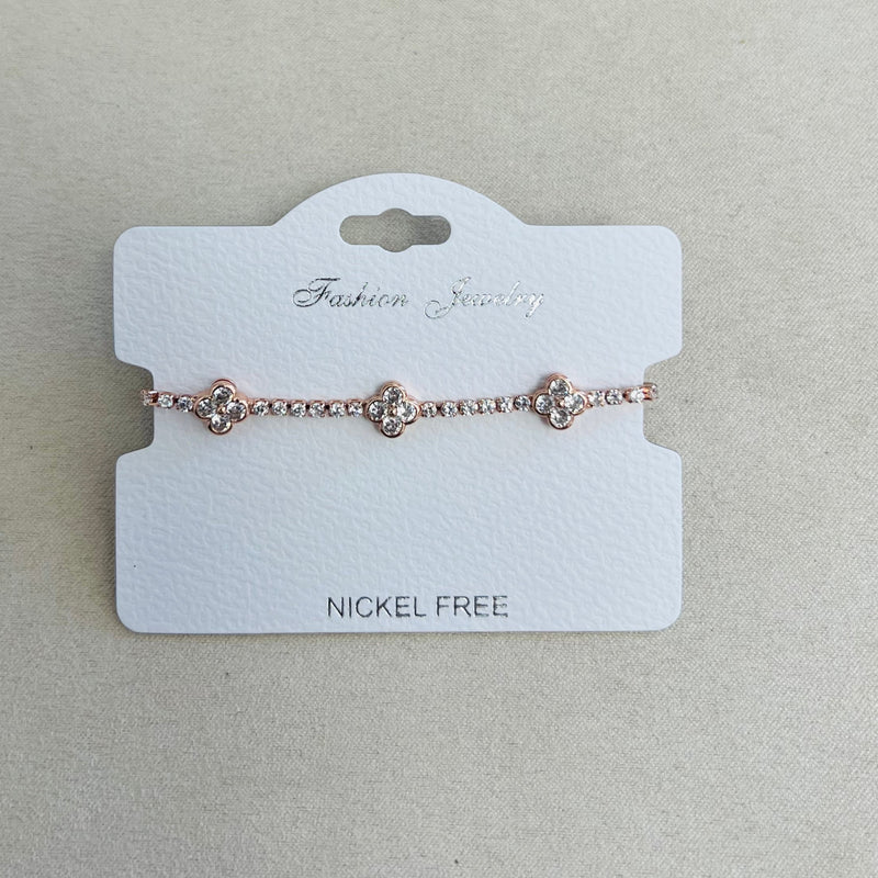 C.Z Rhodium Plated Crystal adjustable Bracelet