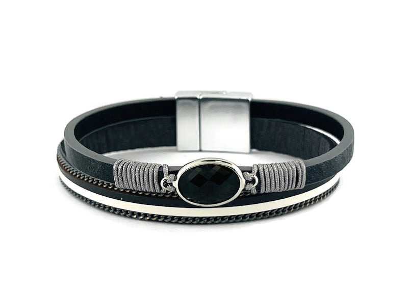 Leather magnetic bracelet