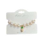 "pineapple" C.Z Crystal adjustable bracelet with Freshwater Pearl