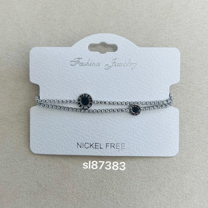 C.Z Rhodium Plated Crystal adjustable Bracelet