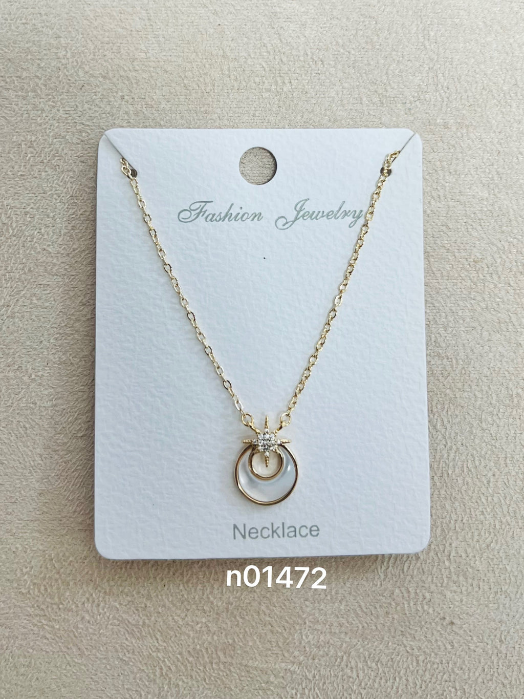 Circle with Sparkling Accents C.Z Rhodium Plated Necklace