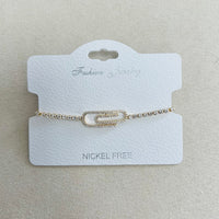 C.Z Rhodium Plated Crystal adjustable Bracelet