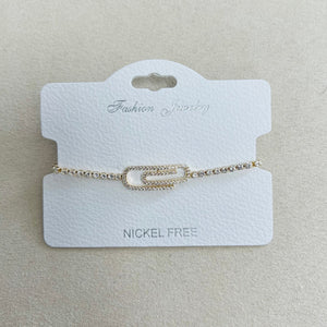 C.Z Rhodium Plated Crystal adjustable Bracelet