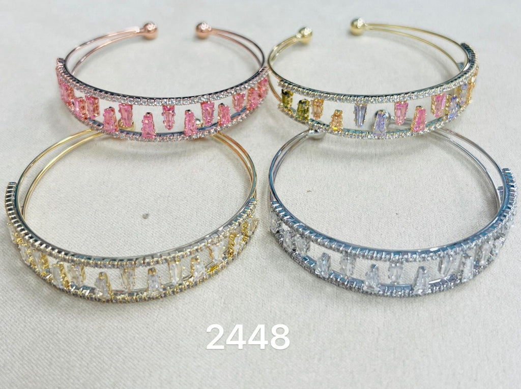 C.Z Rhodium Plated Cuff bracelet