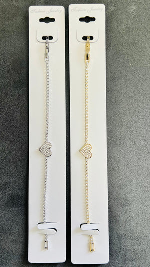 Dainty Heart Charm Tennis Bracelet – Adjustable Crystal Chain