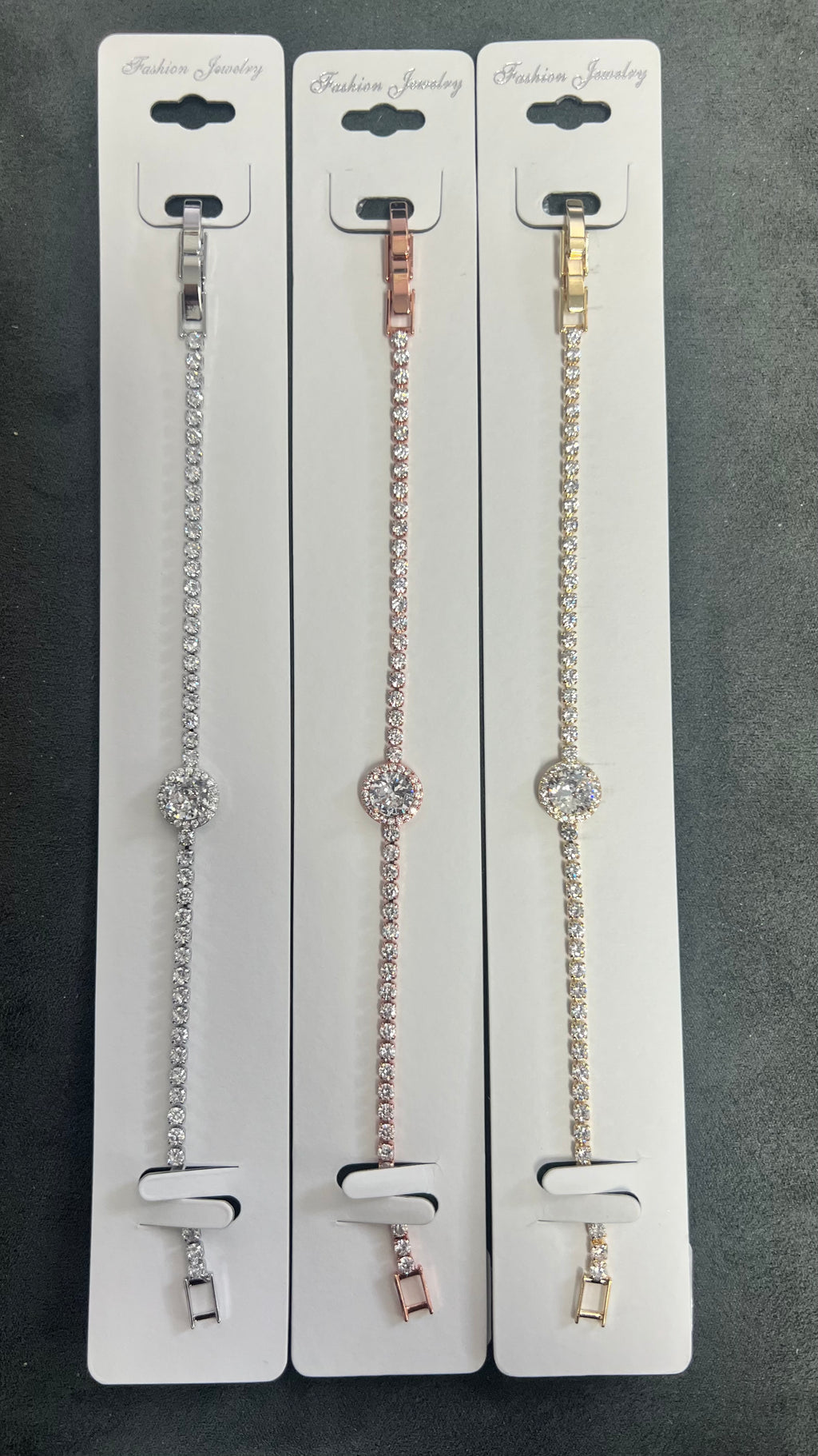 Shiny C.Z Crystal Tennis Crystal Bracelets with Big Center Stone--Adjustable Crystal Chain