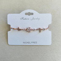 C.Z Rhodium Plated Crystal adjustable Bracelet