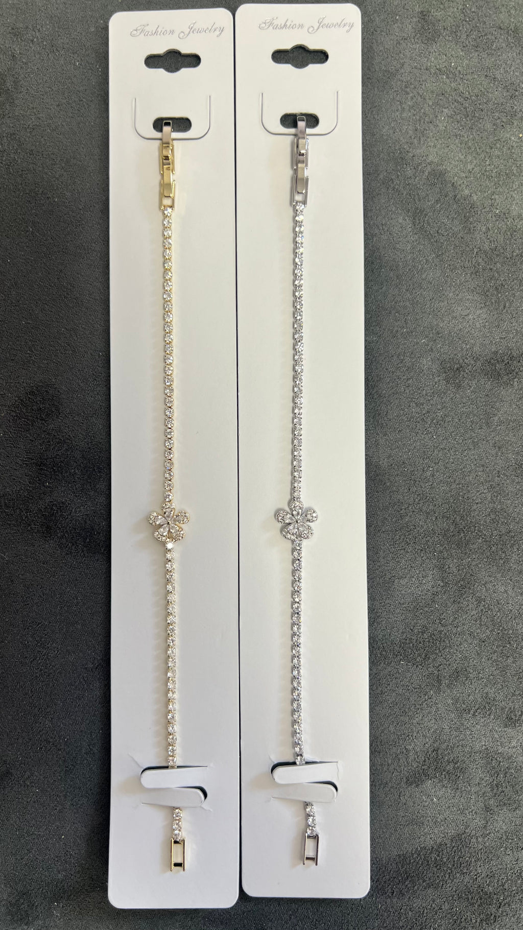 Flower Charm Elegant C.Z Crystal Tennis Bracelets-Adjustable Crystal Chain