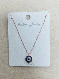 Enamel Evil Eye C.Z Rhodium Plated Pendant Necklace