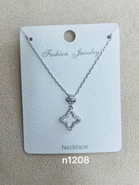 Gold Diamond-Shaped C.Z Rhodium Plated Pendant Necklace
