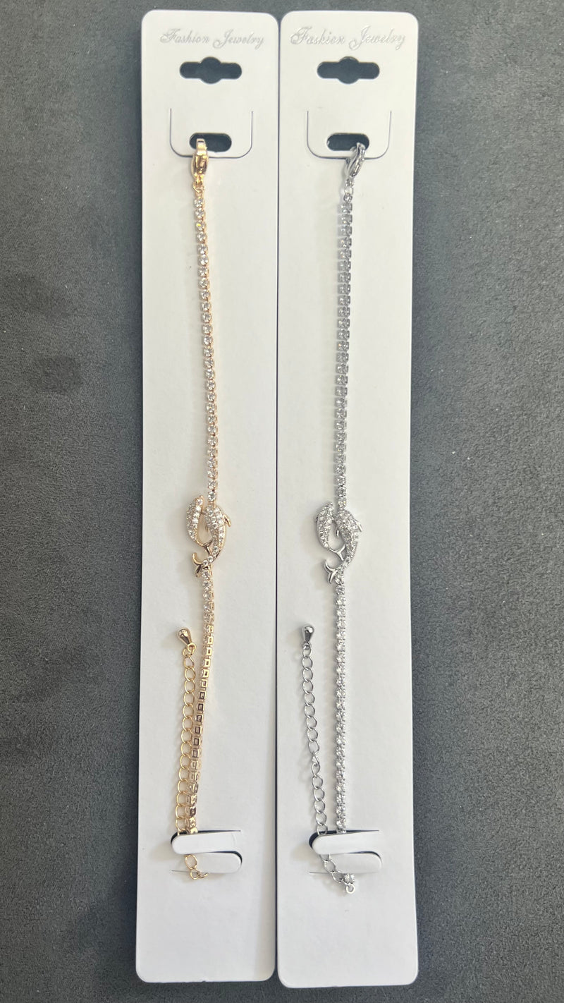 C.Z Crystal Tennis Bracelets-Adjustable Chain