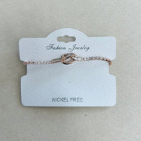 C.Z Rhodium Plated Crystal adjustable Bracelet