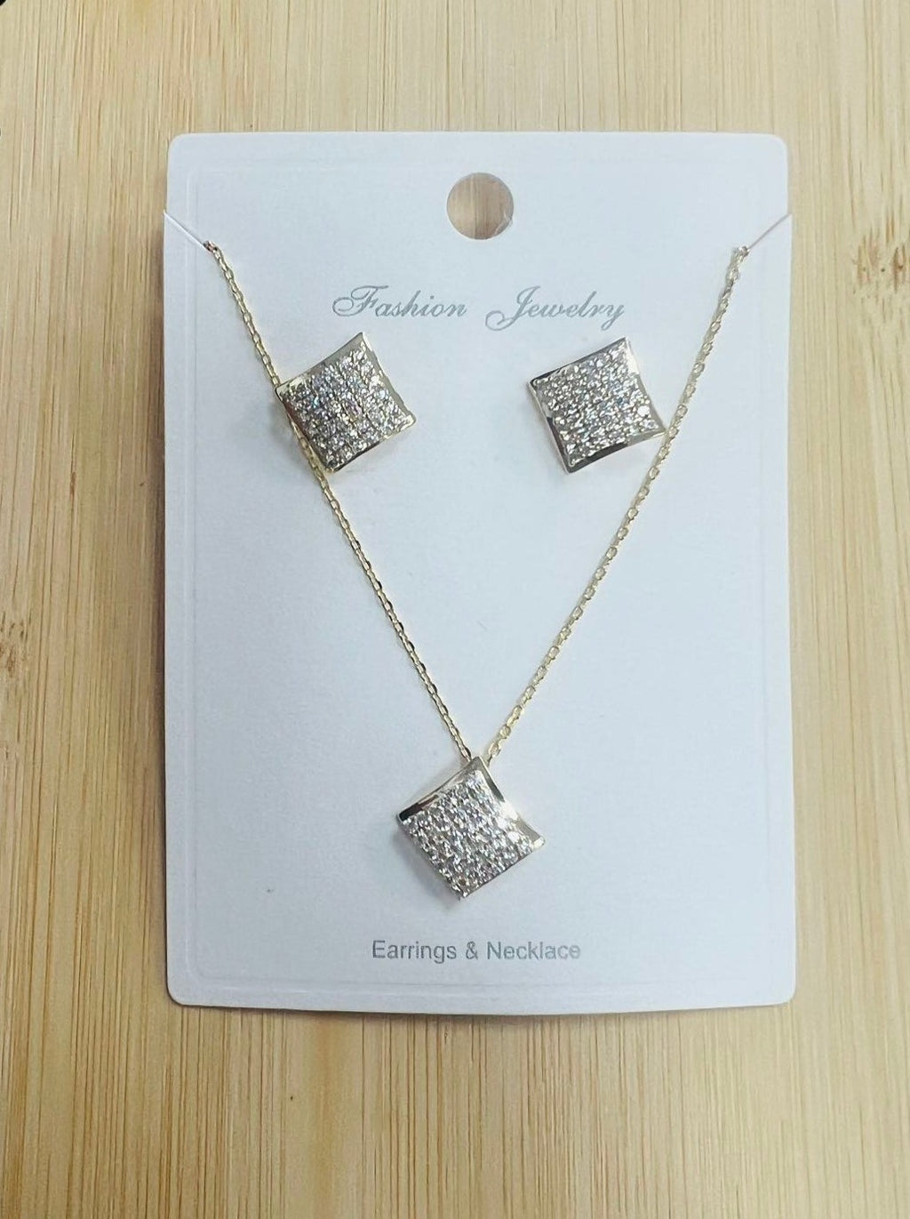 C.Z Rhodium Plated Crystal Earring and necklace sets