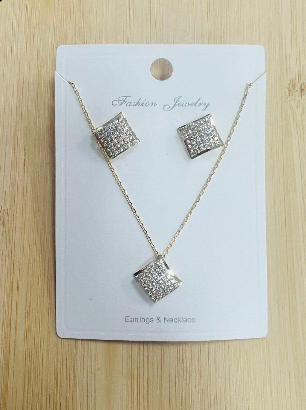 C.Z Rhodium Plated Crystal Earring and necklace sets