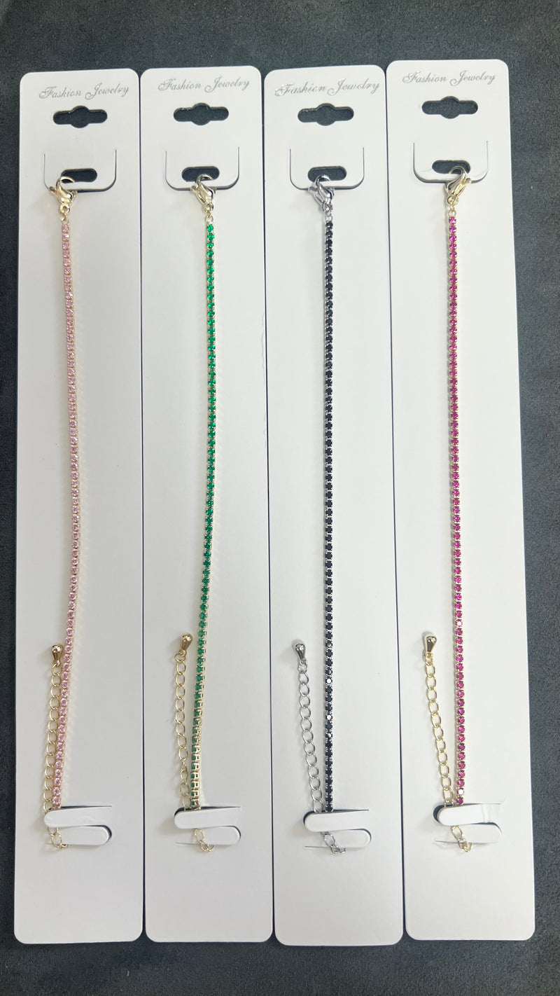 Elegant C.Z Crystal Tennis Bracelets-Adjustable Crystal Chain