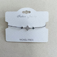 C.Z Rhodium Plated Crystal adjustable Bracelet