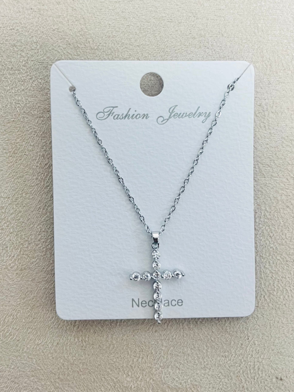 "cross" pendant C.Z Rhodium Plated Pendant Necklace