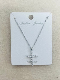 "cross" pendant C.Z Rhodium Plated Pendant Necklace