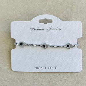 C.Z Rhodium Plated Crystal adjustable Bracelet