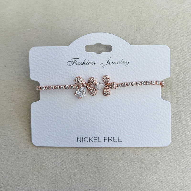 C.Z Rhodium Plated Crystal adjustable Bracelet