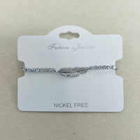 C.Z Rhodium Plated Crystal adjustable Bracelet