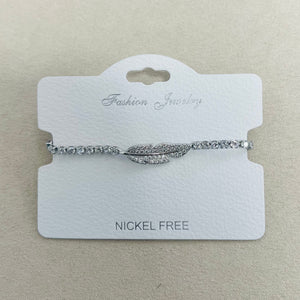 C.Z Rhodium Plated Crystal adjustable Bracelet