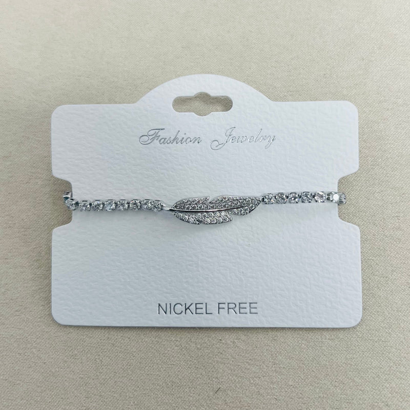 C.Z Rhodium Plated Crystal adjustable Bracelet