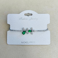 C.Z Rhodium Plated Crystal adjustable Bracelet