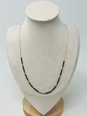 Elegant semi-precious stone necklace with Miyuki beads（black）