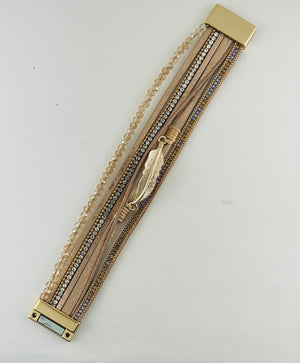 "Leaf" Leather magnetic bracelet