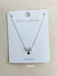Star Pendant C.Z Rhodium Plated Pendant Necklace
