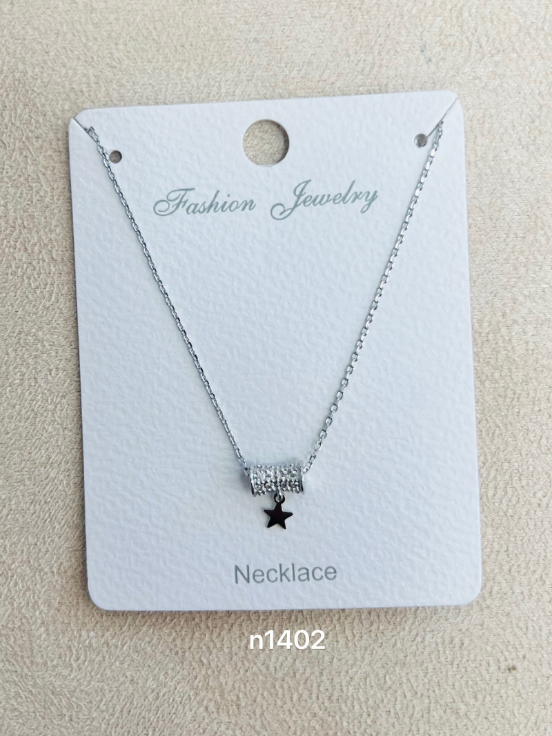 Star Pendant C.Z Rhodium Plated Pendant Necklace